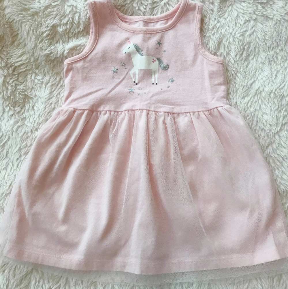 Cute Pink Carters Unicorn Twill Dress